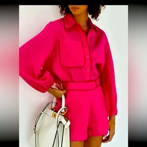 Hot Pink Two piece short set! Never worn!